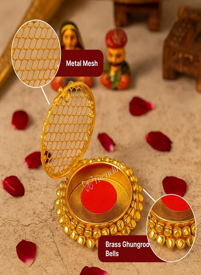 Trendifly Golden Metal Ghungroo Round Gold Silver Coin Cash Shagun Box | Decorative Ring Coin Sikka Storage Box | Wedding Pooja Baby Shower Rakhi Shagun Return Gifts - Image 3